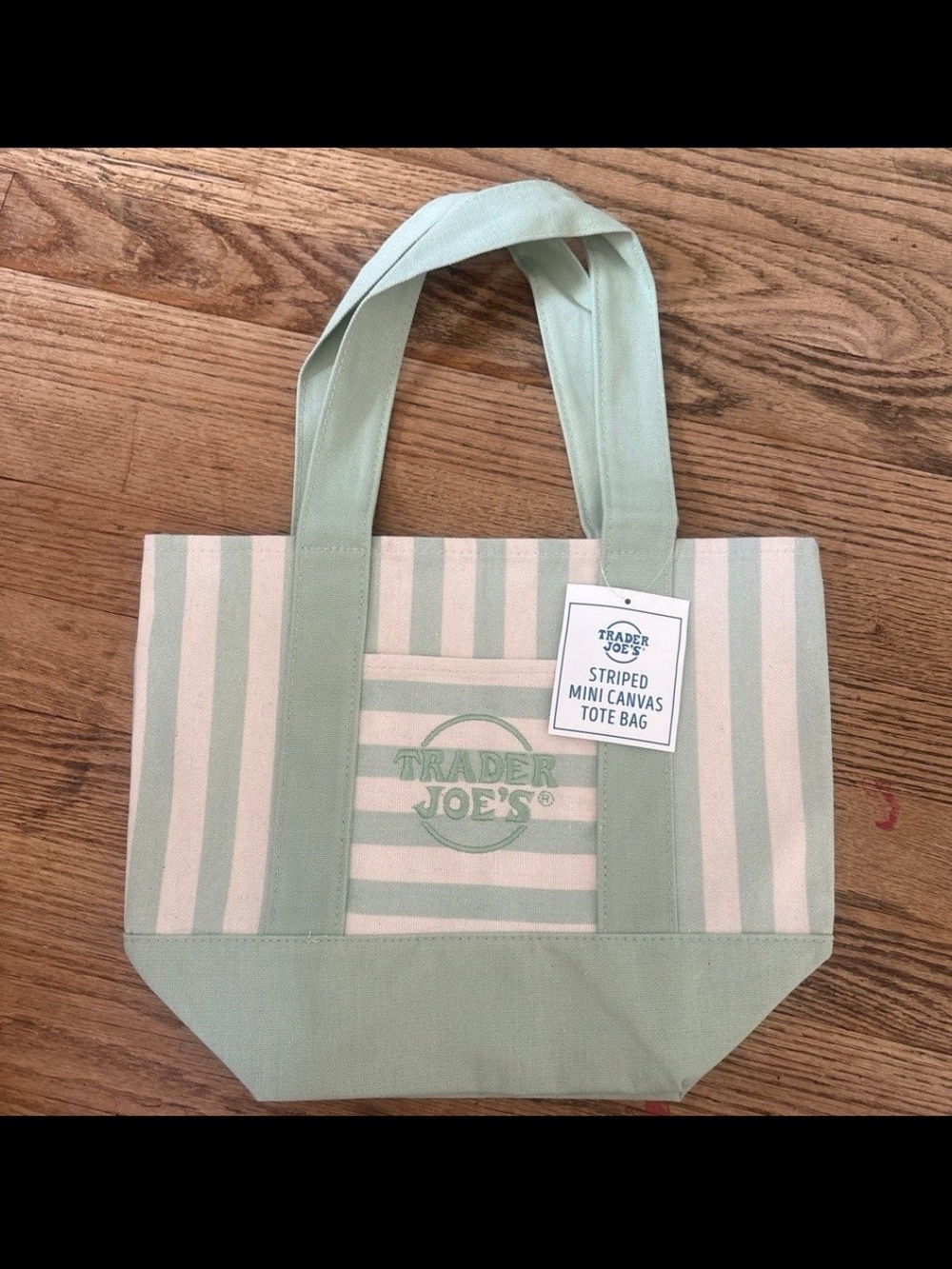 Trader Joe's Pastel Stripe Tote Bag Set- Green, Pink, Blue And Beige - Picture 5 of 6